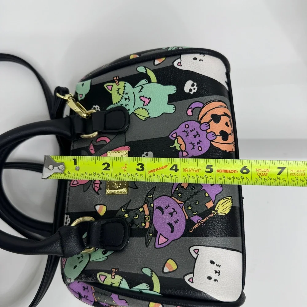Luv Betsey Johnson Halloween Cat Mini Satchel Crossbody Bag Black Striped Spooky